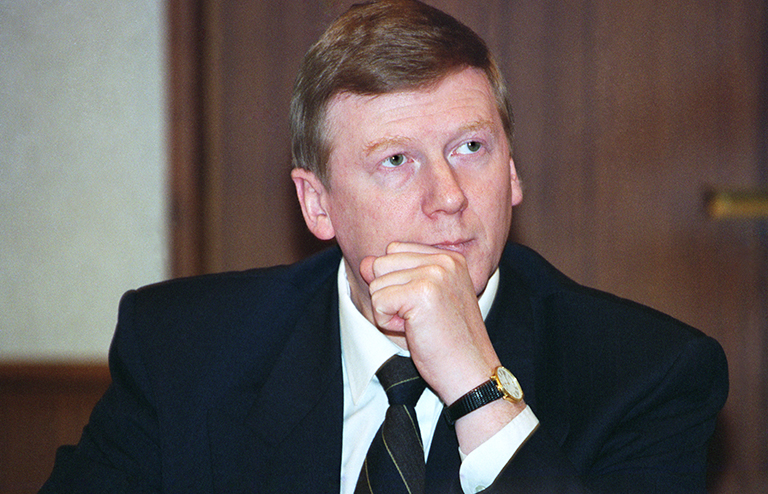 На фото: Анатолий Чубайс,1995 год