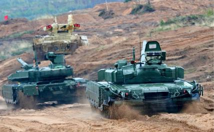 На фото: БМПТ "Терминатор", танк Т-90М и танк Т-80БВМ (слева направо)