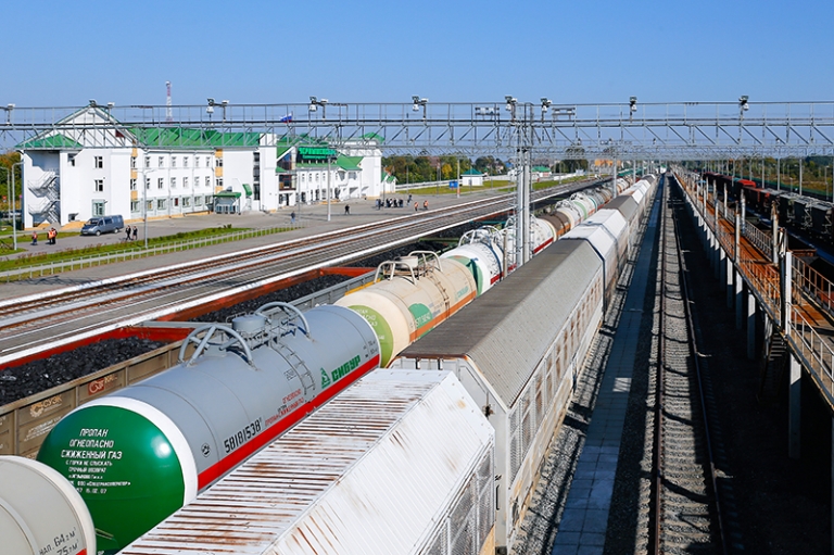 Auf dem Foto: Internationaler Zugkontrollpunkt Chernyshevskoye an der Grenze zu Litauen an der Kaliningrader Eisenbahn.