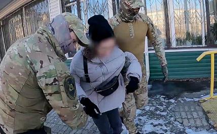 На фото: задержание жительницы Хабаровска по подозрению в госизмене