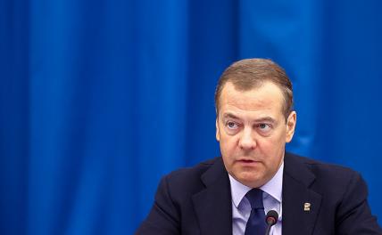 На фото: заместитель председателя Совета безопасности РФ, председатель партии "Единая Россия" Дмитрий Медведев