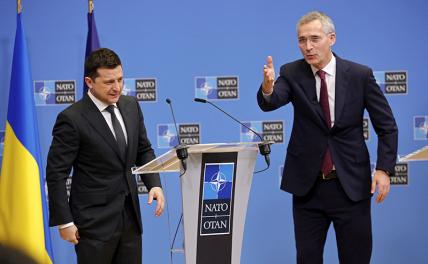 На фото: генсек НАТО Йенс Столтенберг (справа) и президент Украины Владимир Зеленский (слева)