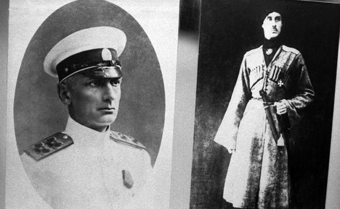 На фото: фотографии адмирала Колчака и барона Врангеля