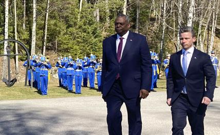На фото: министр обороны Швеции Пол Йонсон (справа) и министр обороны США Ллойд Остин (слева)