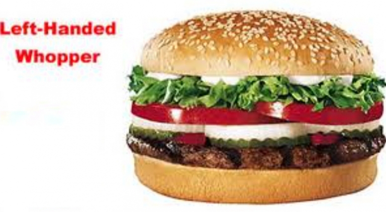 На фото: в 1998 году одна из компаний фастфудов опубликовал в USA Today рекламу на всю полосу, анонсирующую новый пункт в меню: «Воппер для левшей», специально разработанный для 32 миллионов американцев-левшей.Согласно рекламе, новый Whopper включал в себя те же ингредиенты, что и оригинальный Whopper (салат, помидоры, котлета для гамбургера и т. д.), но все приправы были повернуты на 180 градусов для удобства покупателей-левшей.