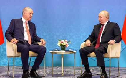 На фото: президент РФ Владимир Путин и президент Турции Реджеп Тайип Эрдоган (справа налево) во время встречи в рамках саммита Шанхайской организации сотрудничества (ШОС).
