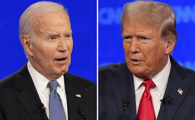 На фото: претенденты в кандидаты на пост президента США экс-президент США Дональд Трамп и действующий президент США Джо Байден (справа налево)