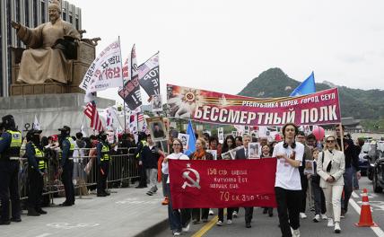 На фото: акция "Бессмертный полк" в 80-ю годовщину Победы в Сеуле