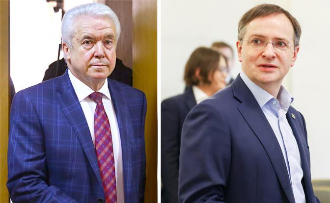 На фото (слева направо): бывший депутат Верховной Рады Владимир Олейник и помощник президента РФ, председатель Российского военно-исторического общества (РВИО) Владимир Мединский.