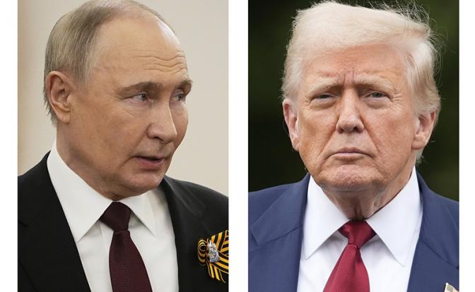 На фото: президент России Владимир Путин и президент США Дональд Трамп (слева направо)