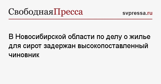 В Новосибирской области по делу о жилье для сирот задержан высокопоставленный чиновник