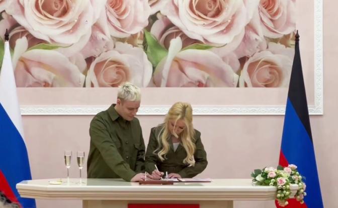 Свадьба патриотов: Shaman и Мизулина поженились в Донецке в камуфляже от Yves Saint Laurent