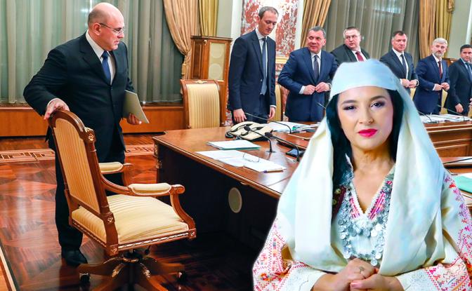 На фото: цифровой помощник на базе искусственного интеллекта Диэлла на фоне заседания правительства РФ.