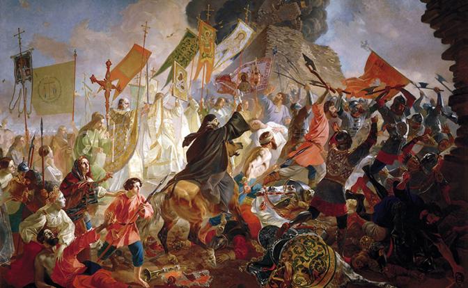 На фото: Осада Пскова польским королем Стефаном Баторием, 1843 год. Картина Карла Брюллова