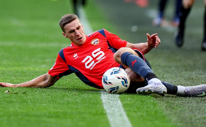 На фото: Михаил Рядно (ЦСКА) во время матча.