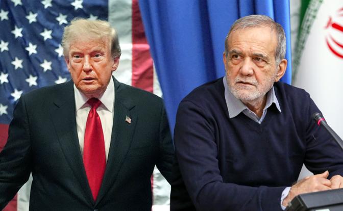 На фото (слева направо): президент США Дональд Трамп и президент Ирана Масуд Пезешкиан.