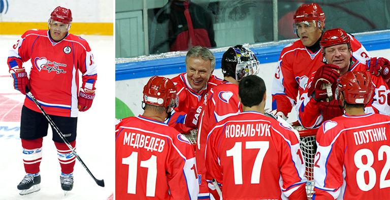 ервый заместитель председателя Комитета Совета Федерации по социальной политике Вячеслав Фетисов (слева на втором плане), глава Федеральной налоговой службы Михаил Мишустин (справа на дальнем плане) во время благотворительного товарищеского матча "От чистого сердца" между командами Ильи Ковальчука и Евгения Малкина, который состоялся в ЛД "Сокольники". 2012 год