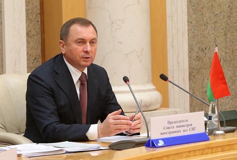 На фото: министр иностранных дел Белоруссии Владимир Макей на заседании Совета министров иностранных дел Содружества Независимых Государств в узком составе