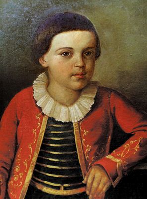 На фото: портрет Михаила Юрьевича в детском возрасте