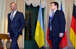 Министр иностранных дел России Сергей Лавров и министр иностранных дел Украины Павел Климкин (слева направо) 
