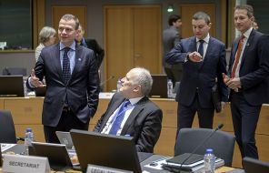 На фото: министр финансов Финляндии Петтери Орпо, Владислав Горанов и министр финансов Дании Кристиан Йенсен