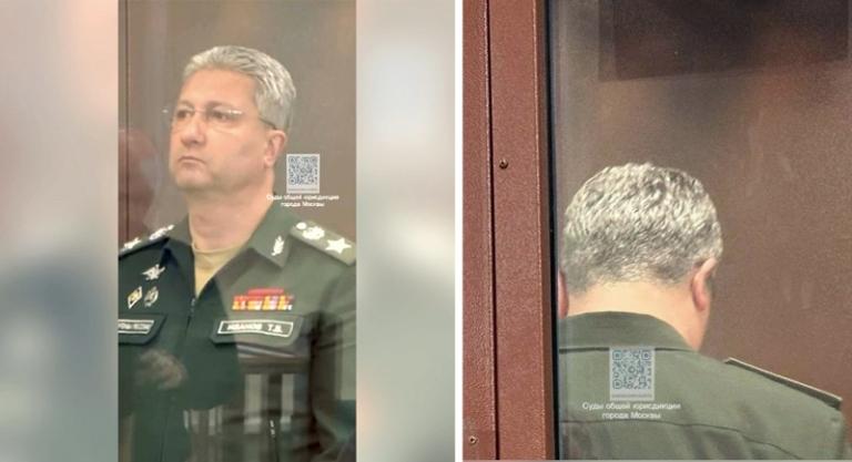 На фото: заместитель министра обороны РФ Тимур Иванов во время избрания меры пресечения в Басманном суде Москвы, 24 апреля 2024 года.