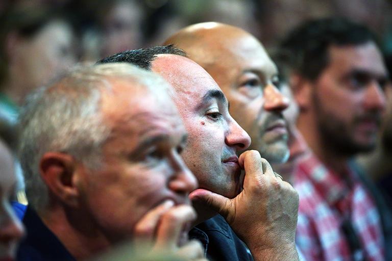 ктер Сергей Гармаш и президент кинофестиваля "Кинотавр" Александр Роднянский и режиссер Федор Бондарчук (слева направо) на презентации аналитического сборника Фонда кино "Киноиндустрия РФ" в рамках XXVII открытого российского кинофестиваля "Кинотавр", 2016 год