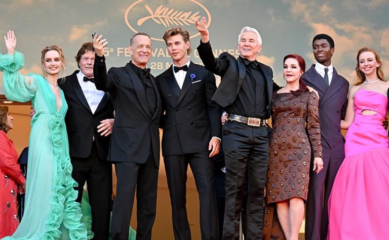 На фото: Том Хэнкс; Присцилла Болье-Пресли; Баз Лурманн - режиссёр; Остин Батлер; Оливия Де Йонг