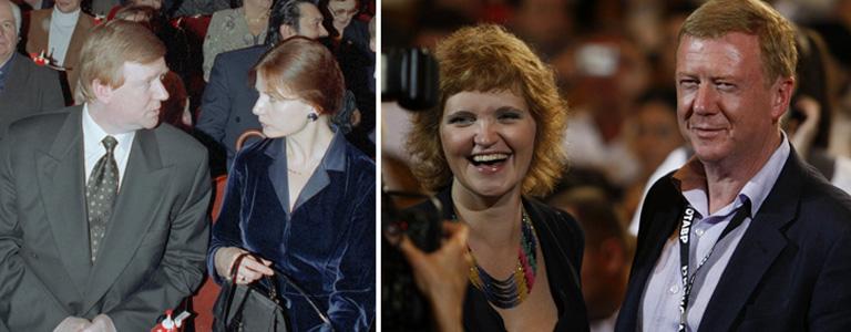 На фото: Анатолий Чубайс с супругой Марией Вишневской / Режиссер Авдотья Смирнова и ее муж председатель правления ОАО "РОСНАНО" Анатолий Чубайс