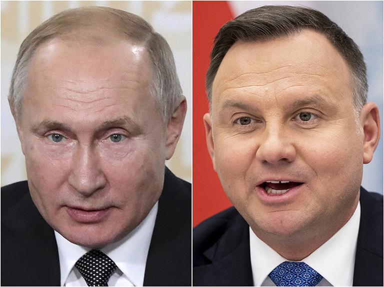 На фото: президент России Владимир Путин и президент Польши Анджей Дуда (слева направо)